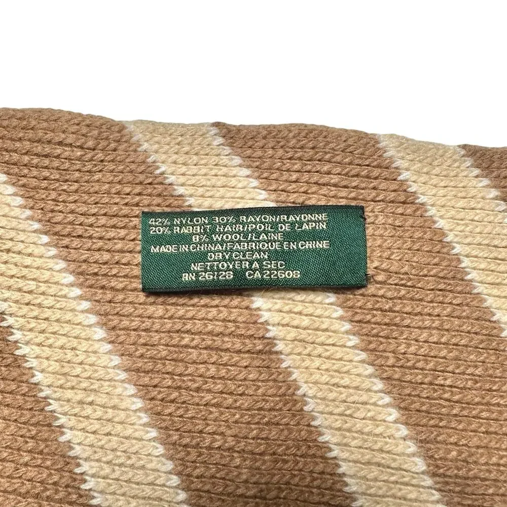 Lauren Ralph Lauren | Women | Neutral Rabbit Hair Wool Blend Stripe Scarf | OS